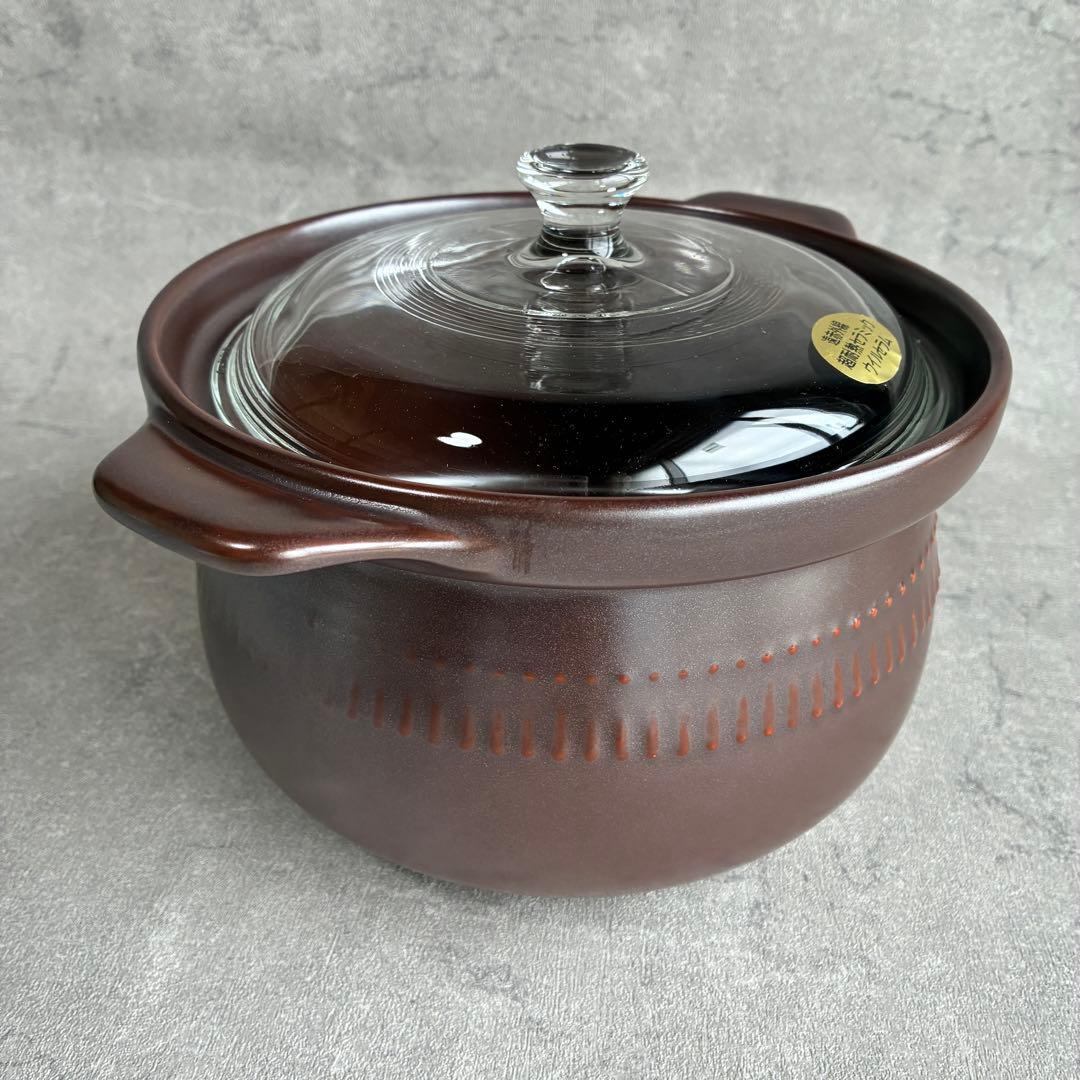 平吉窯 ウィルセラム 遠赤外線 超耐熱セラミック 両手鍋 ガラス蓋付 GL-61