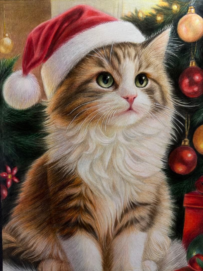 色鉛筆画A4 ノルウェージャンフォレストキャット101