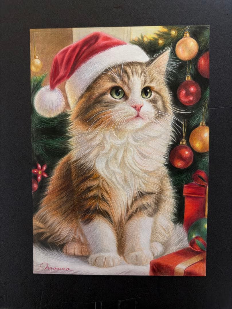 色鉛筆画A4 ノルウェージャンフォレストキャット101