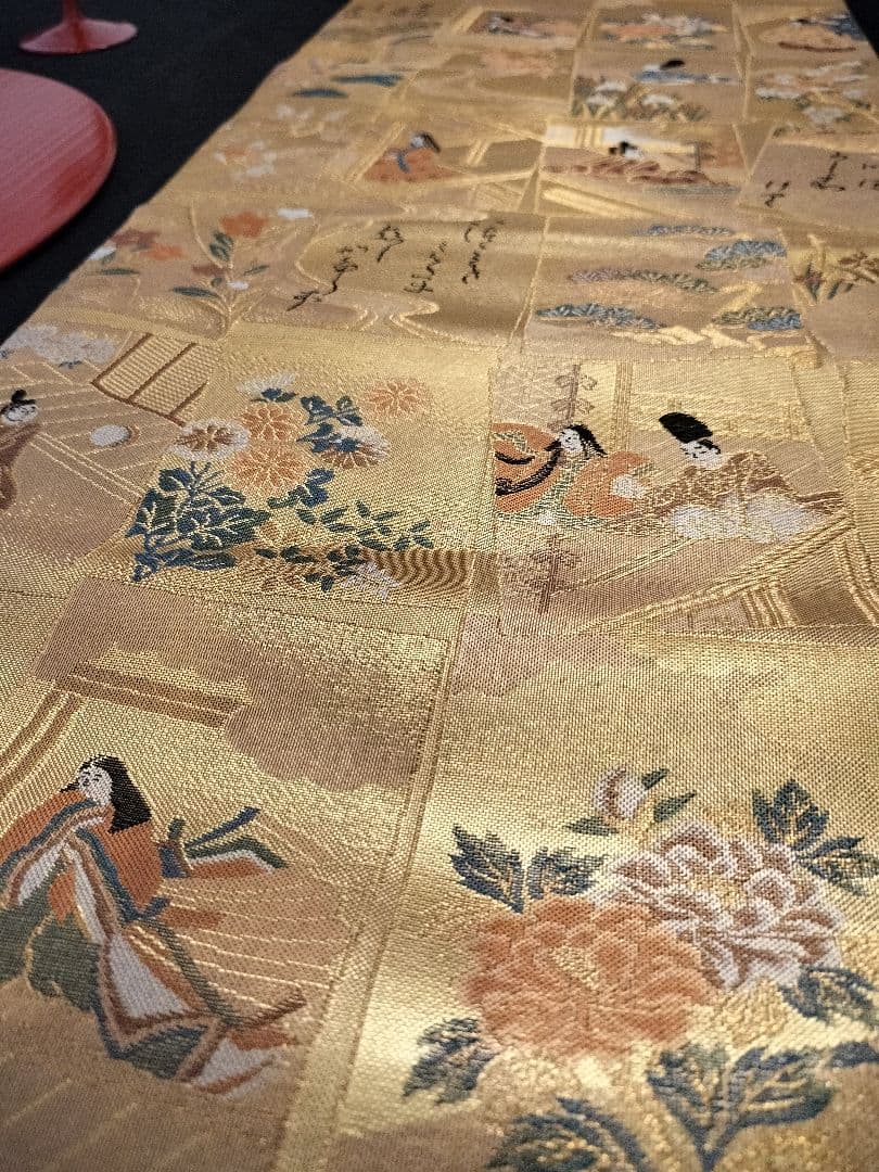 A768高級‼️全通帯‼️ひな祭り‼️袋帯テーブルランナー1m51cm