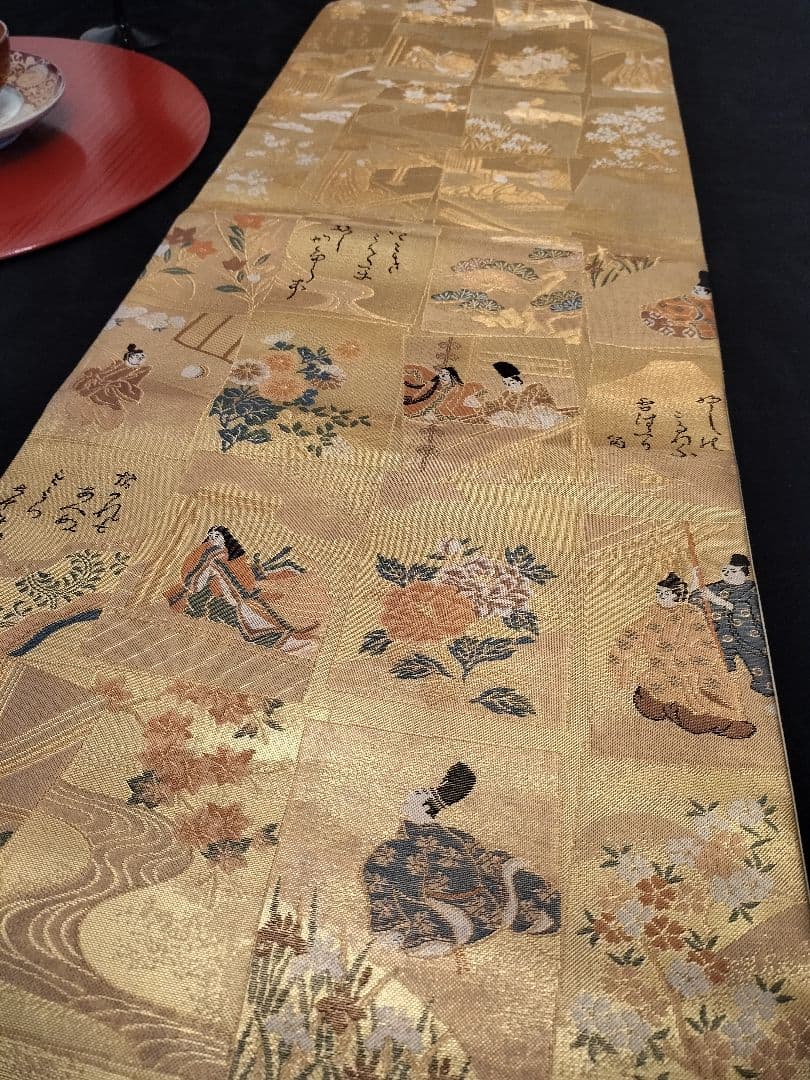 A768高級‼️全通帯‼️ひな祭り‼️袋帯テーブルランナー1m51cm