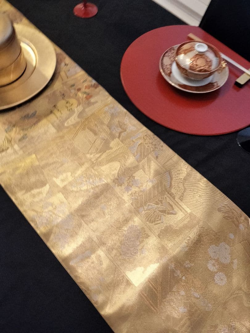 A768高級‼️全通帯‼️ひな祭り‼️袋帯テーブルランナー1m51cm