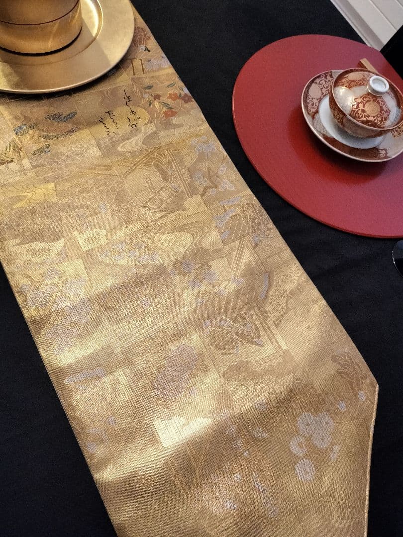 A768高級‼️全通帯‼️ひな祭り‼️袋帯テーブルランナー1m51cm