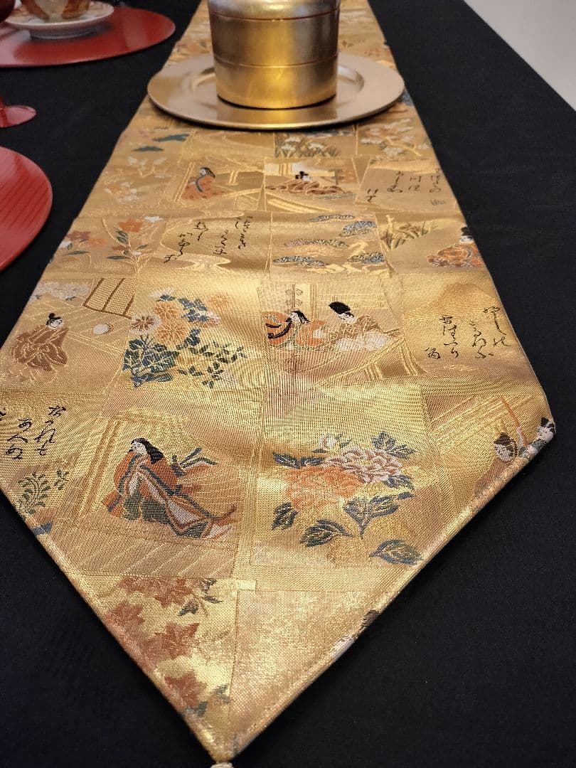 A768高級‼️全通帯‼️ひな祭り‼️袋帯テーブルランナー1m51cm