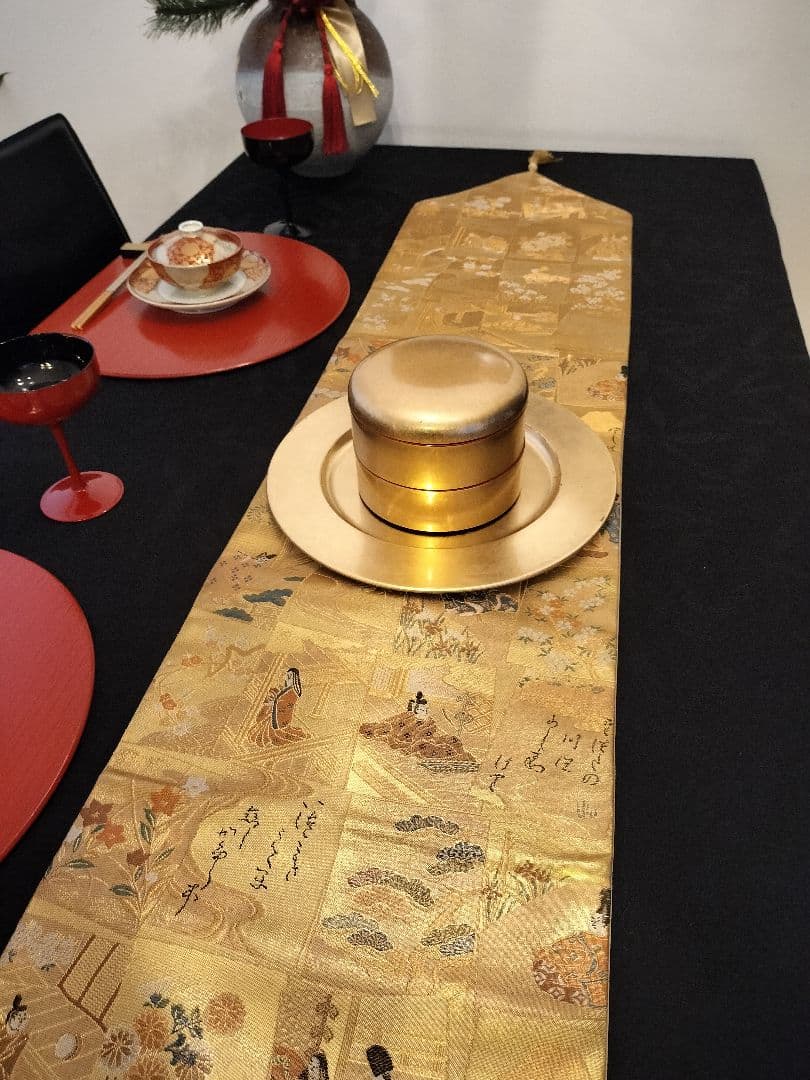 A768高級‼️全通帯‼️ひな祭り‼️袋帯テーブルランナー1m51cm