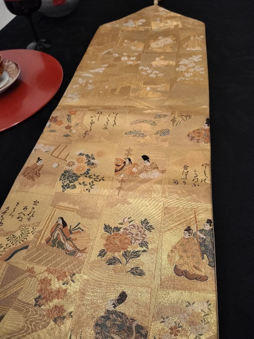 A768高級‼️全通帯‼️ひな祭り‼️袋帯テーブルランナー1m51cm