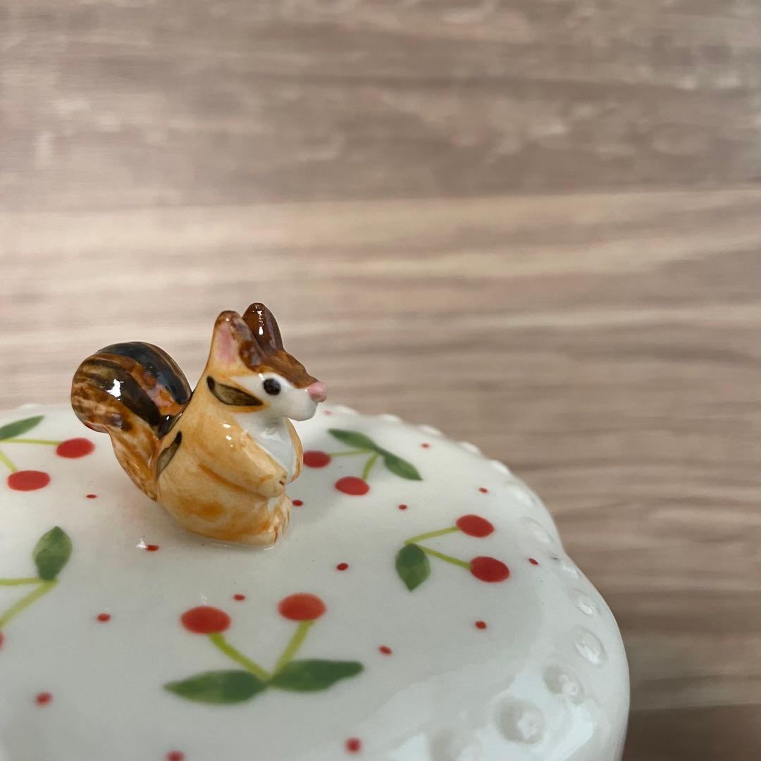 Sugar poppo 小物入れ リス さくらんぼ 陶器 セラミック