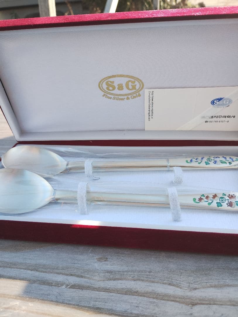 銀製スプーンと箸セット 2本