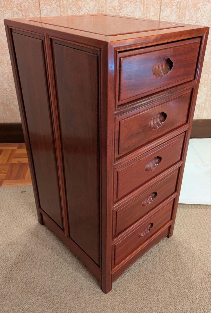 木製5段チェスト ダークブラウン