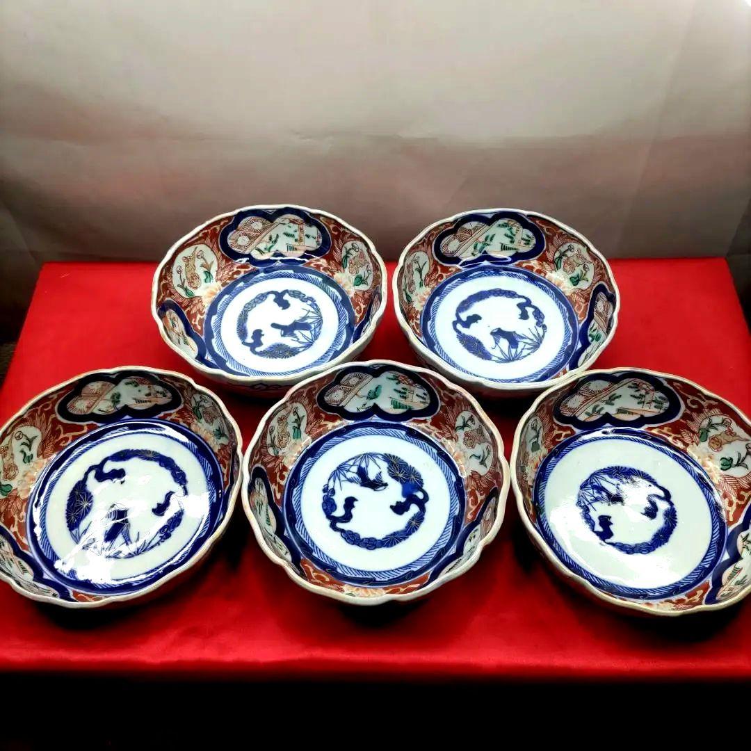 有田焼　伊万里焼　古伊万里　金彩　色絵　なます皿　小皿　小鉢　6寸皿5客セット①