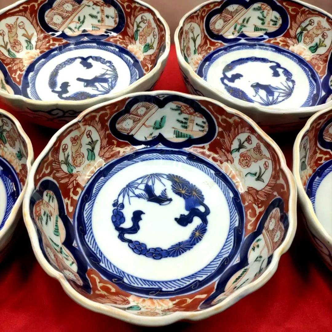有田焼　伊万里焼　古伊万里　金彩　色絵　なます皿　小皿　小鉢　6寸皿5客セット①