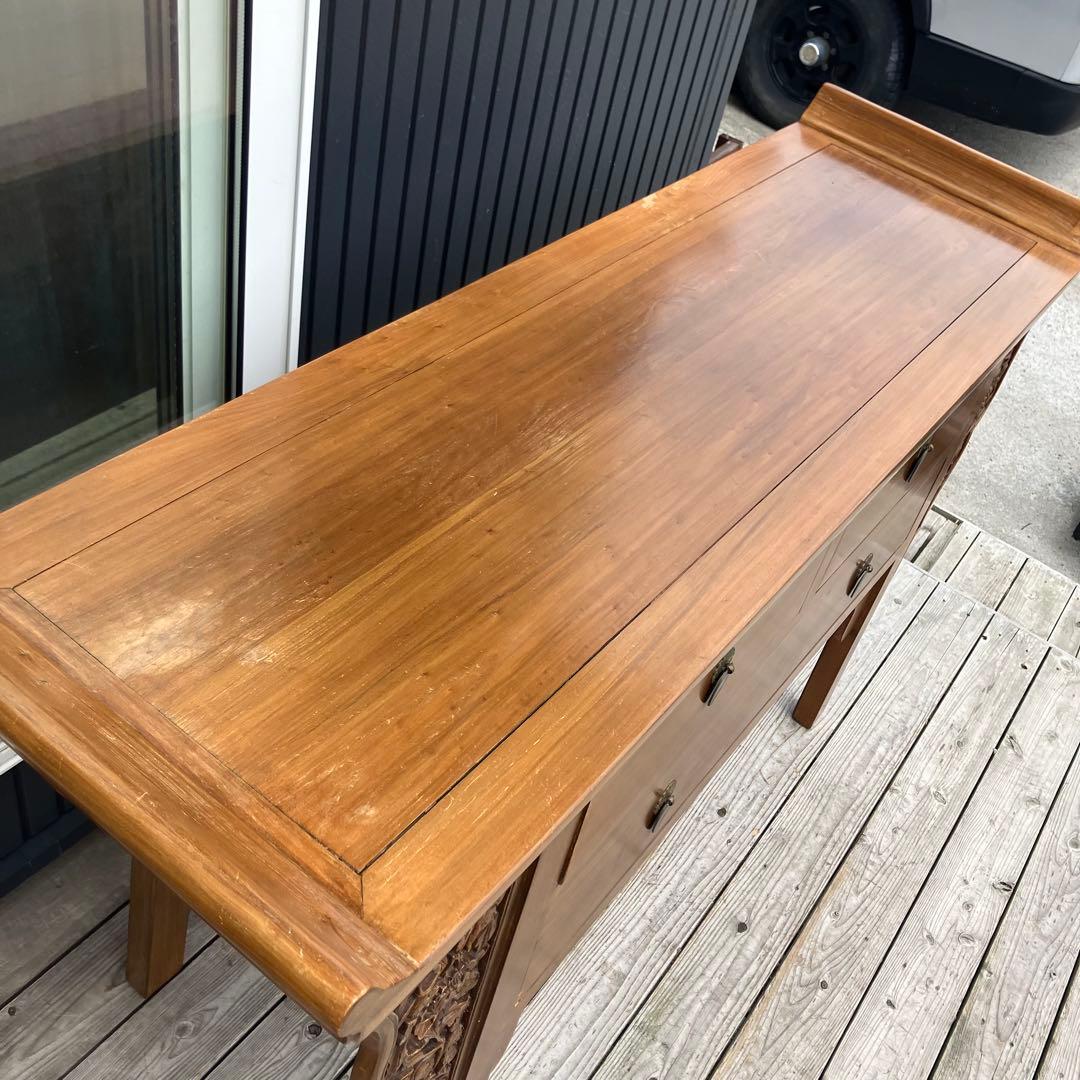 アンティーク デコア 木製 彫刻 サイドボード コンソールテーブル 北欧