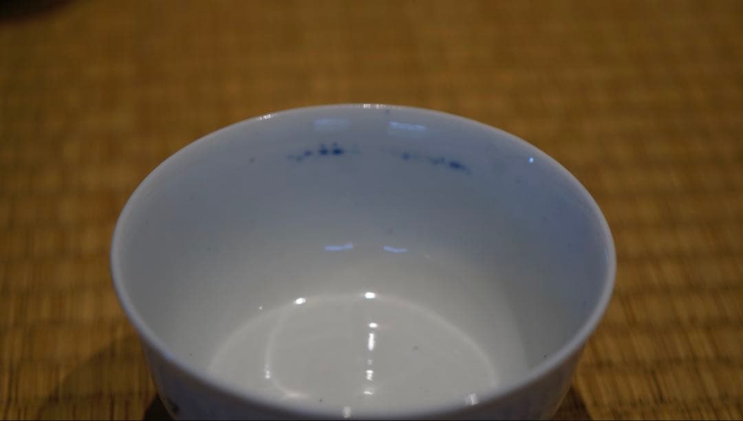 明治時代 染付 花鳥文 蓋茶碗 8客 箱付 懐石料理道具