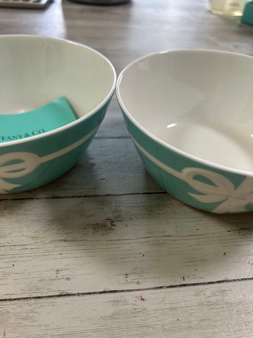 ティファニーリボンデザイン セラミックボウル 2個セット