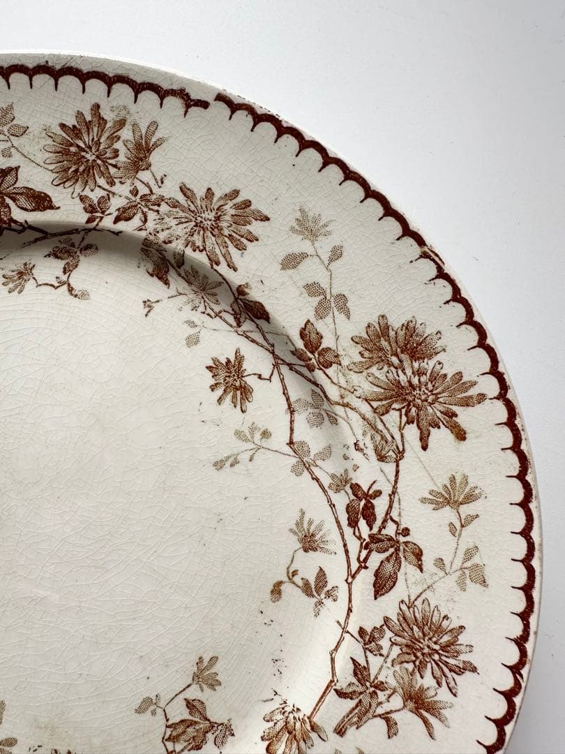 クレイユモントロー　フランス　アンティーク　プレート　皿　平皿