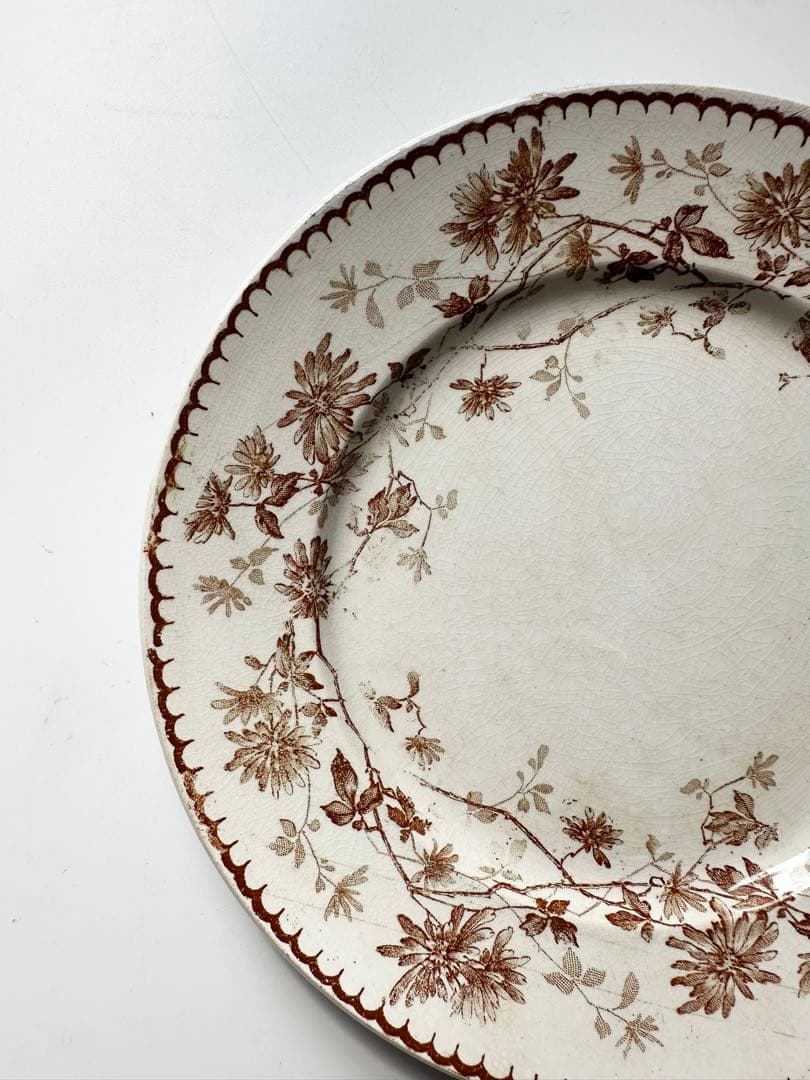 クレイユモントロー　フランス　アンティーク　プレート　皿　平皿