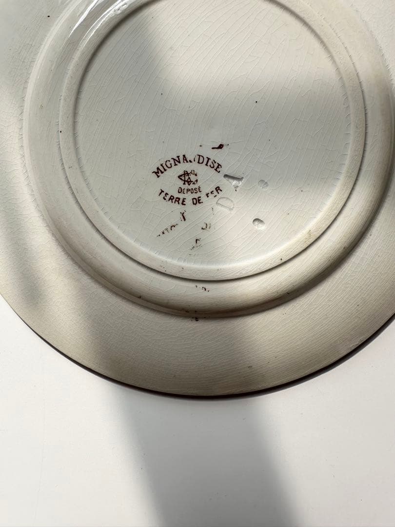 クレイユモントロー　フランス　アンティーク　プレート　皿　平皿