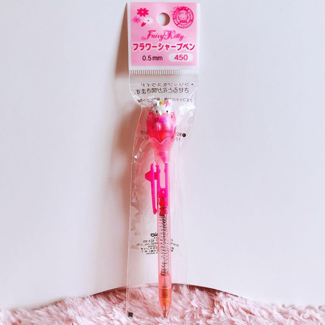 希少レア　ハローキティ　マスコット付きペン　フラワー　エンジェル　2000年製