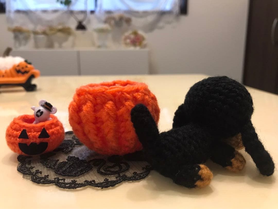 編みぐるみ♡ハロウィン♡ダックス♡かぼちゃ♡玄関に♡プレゼントに