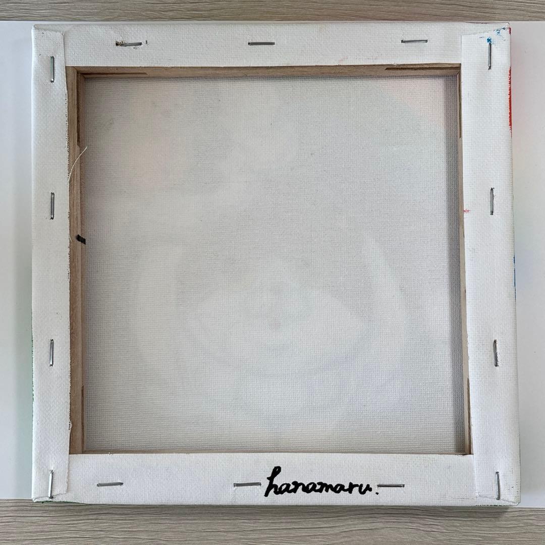 ゆるねこ原画　キャンバスボード　オイルパステル　「お空の上からプレゼント」