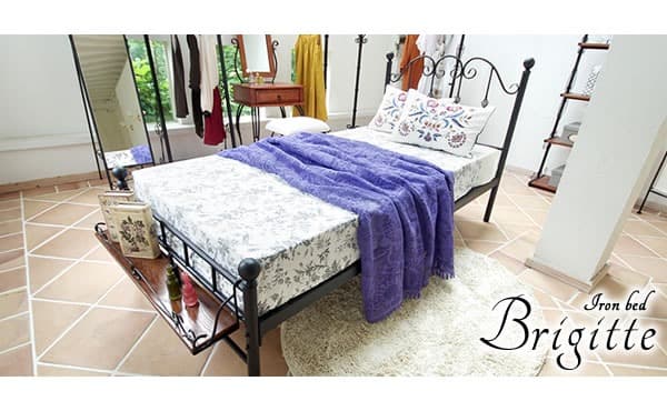 アンティーク風 北欧テイスト おしゃれ ベッドフレーム セミダブル ブラック