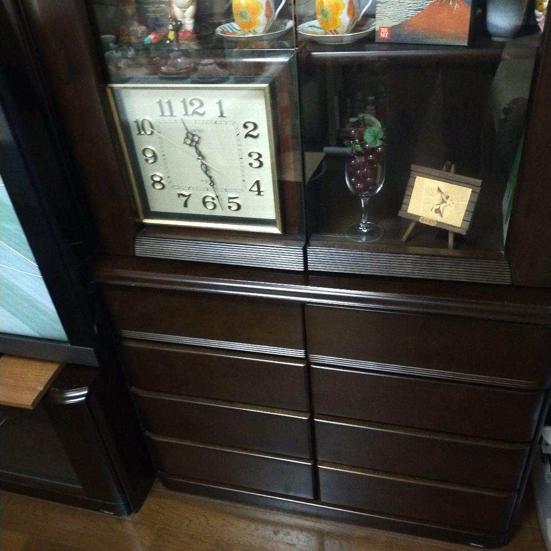 値下 半額18→8万 大型リビングボードガラス扉 飾棚