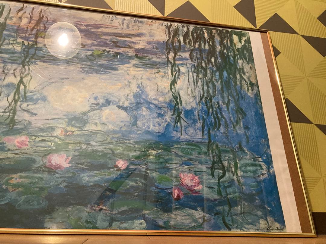 モネ 睡蓮 巨大 絵画 イラスト 壁掛け 額装 フレーム レトロ アンティーク