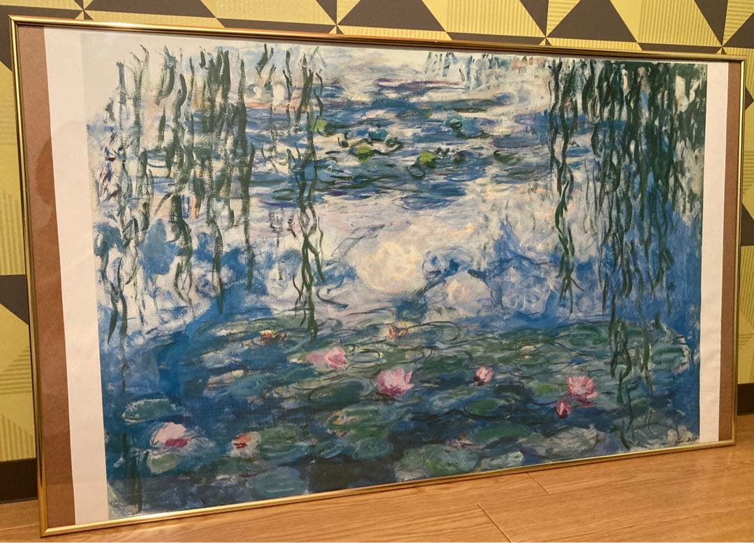 モネ 睡蓮 巨大 絵画 イラスト 壁掛け 額装 フレーム レトロ アンティーク