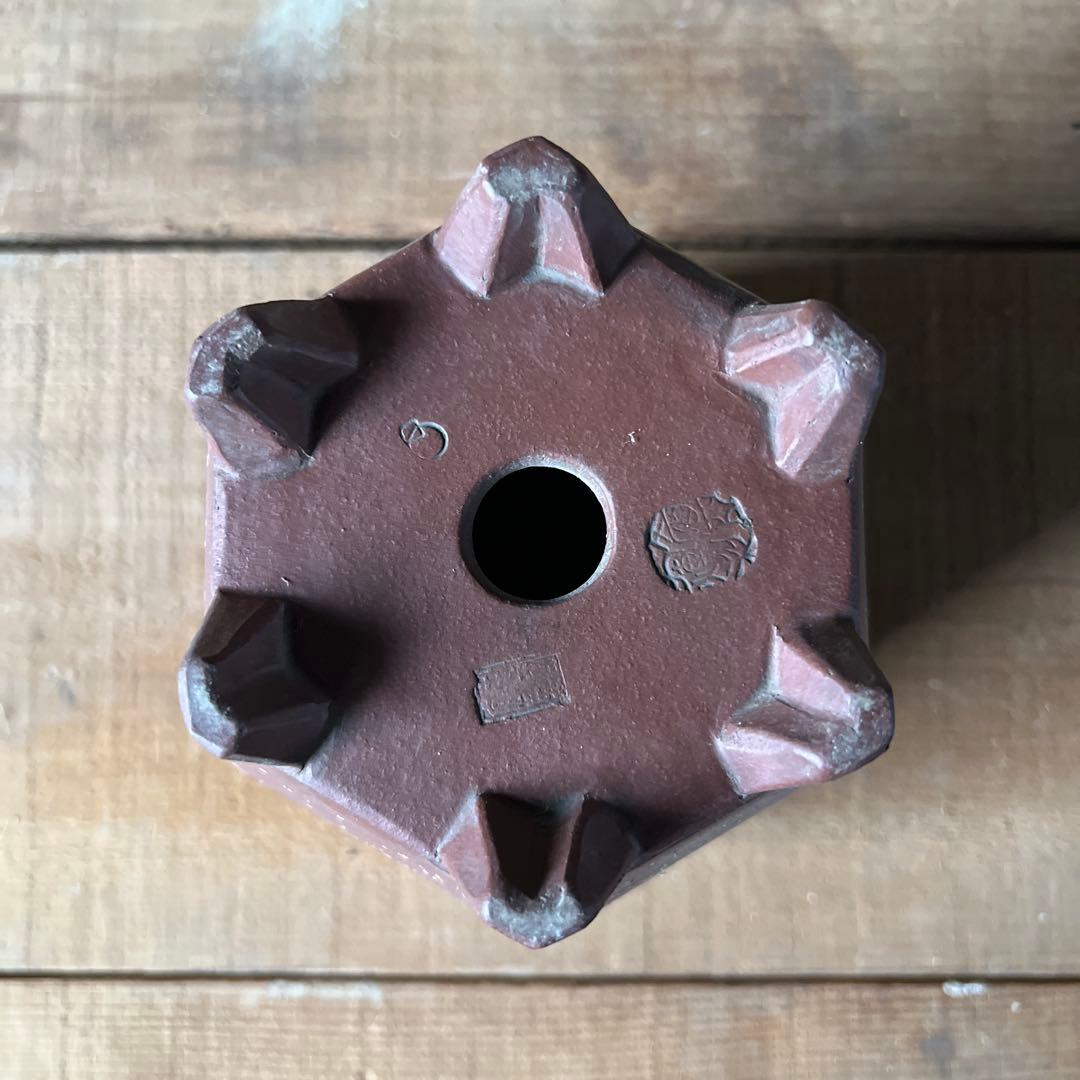 実家整理　古い朱泥の盆栽鉢　中国？