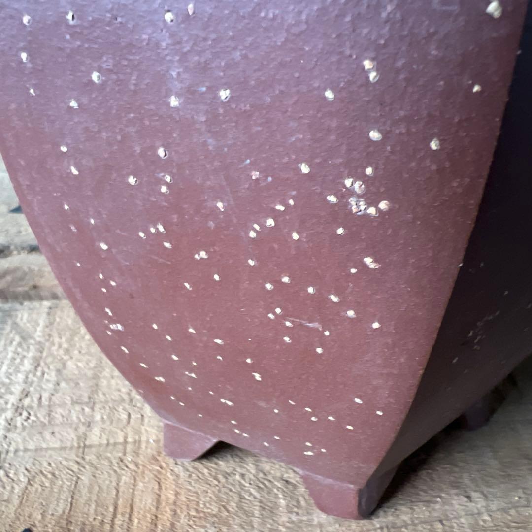 実家整理　古い朱泥の盆栽鉢　中国？