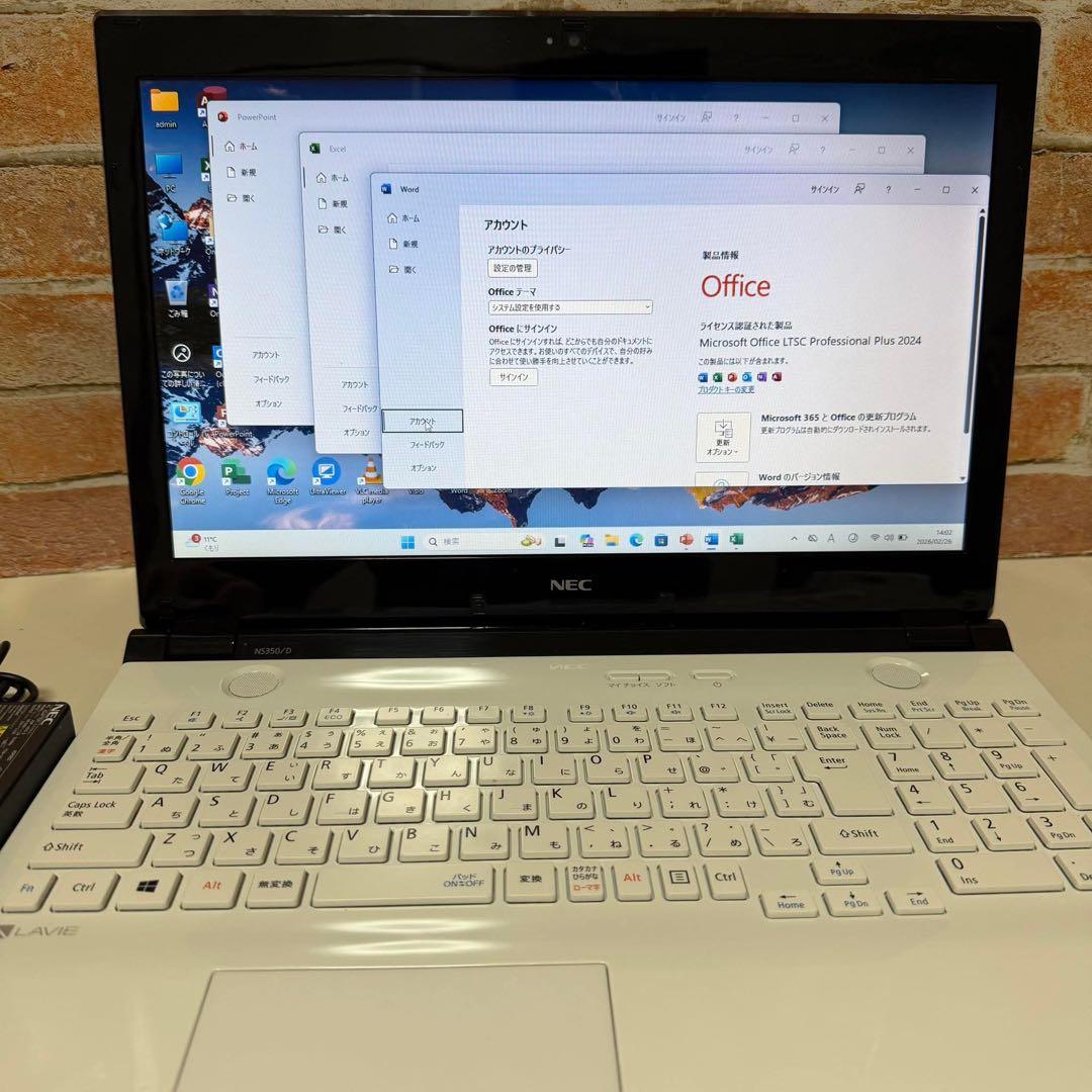 美品NEC ノートPC 高速起動SSD Webカメラ　Windows 11Pro