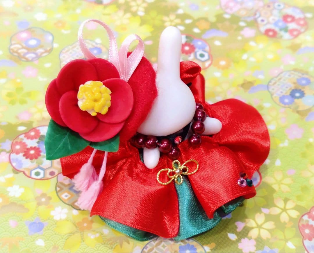 【yamachi】ドール　赤ちゃん　ドレス　服　椿　山茶花　和風