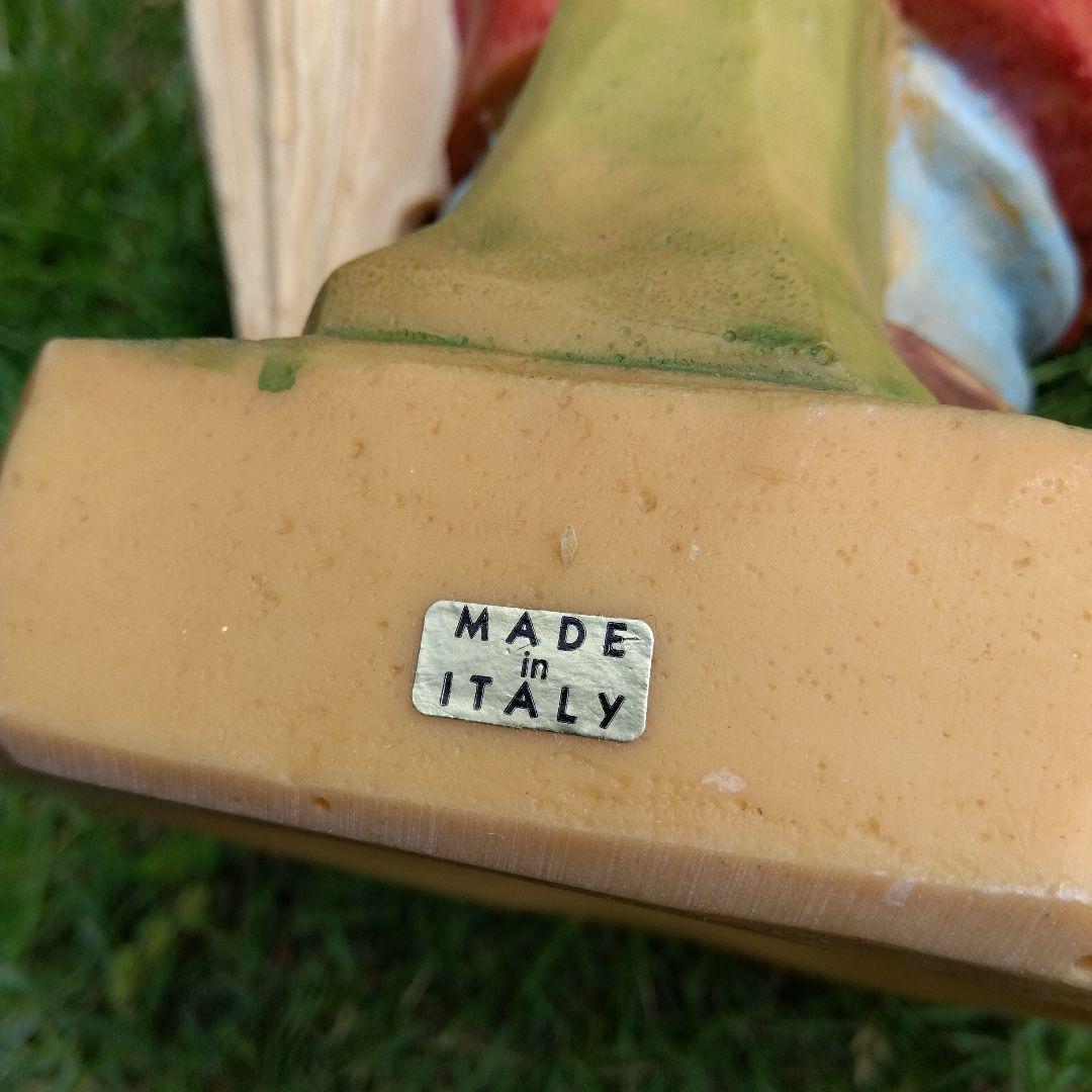 イタリアンオブジェ　アンティーク　傘と花を持つ少年