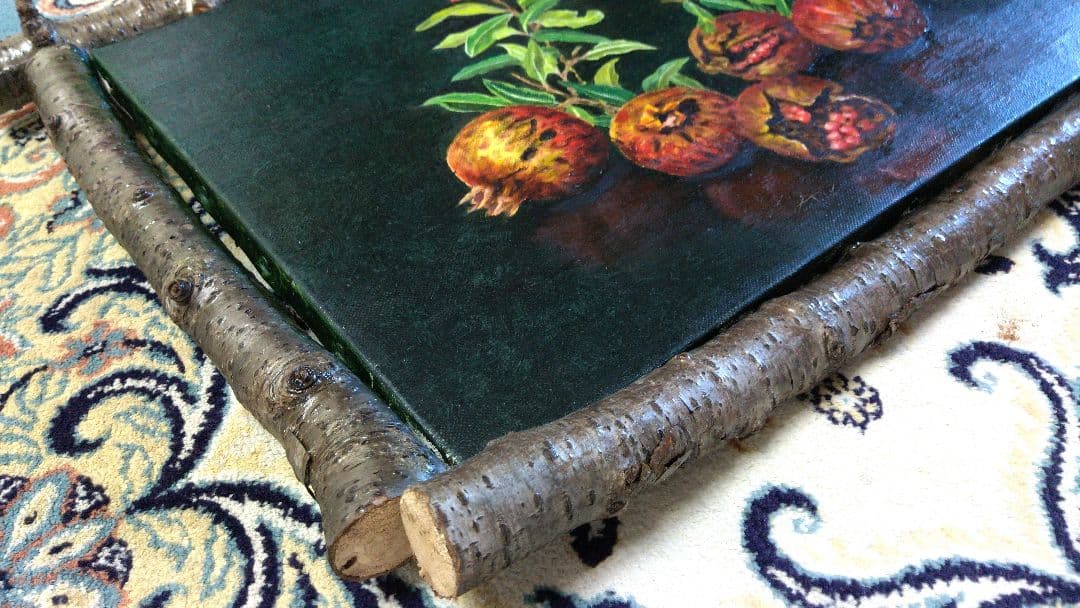 油彩画 「ザクロ」絵画 油絵 植物画Ｆ６原画