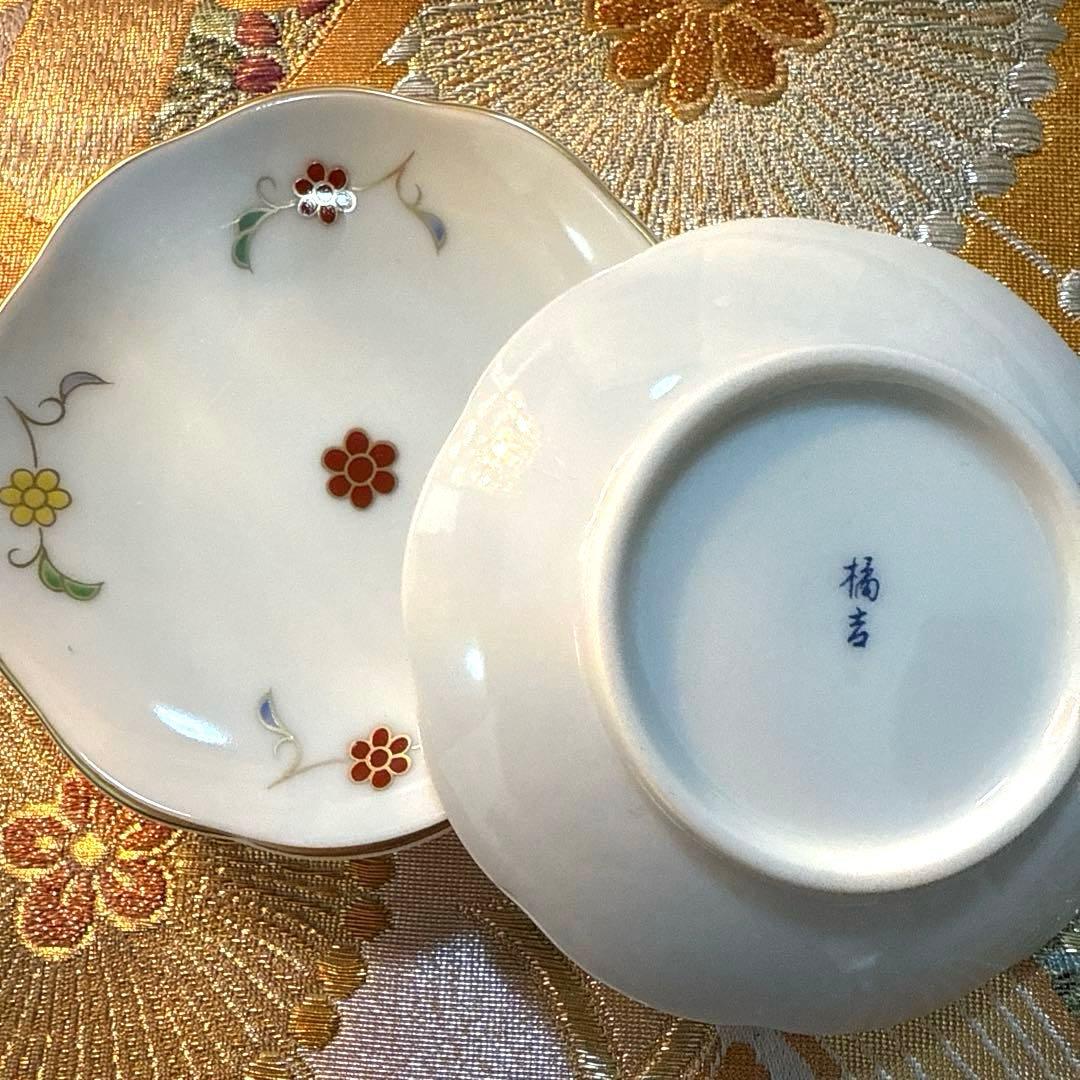 たち吉赤絵　角皿　金彩八角小鉢　古伊万里醍醐窯蓋付き　No.4-1