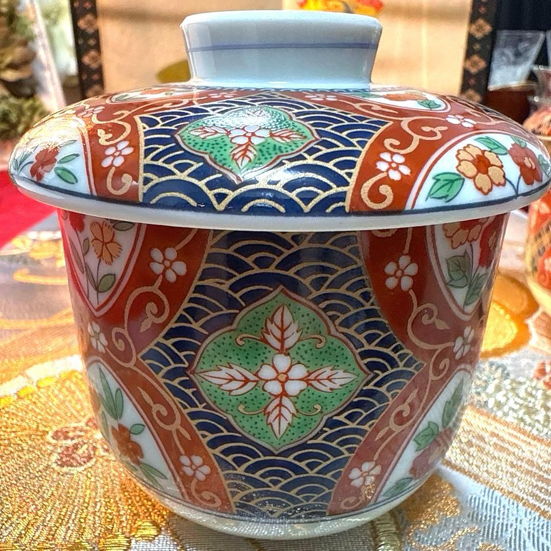 たち吉赤絵　角皿　金彩八角小鉢　古伊万里醍醐窯蓋付き　No.4-1