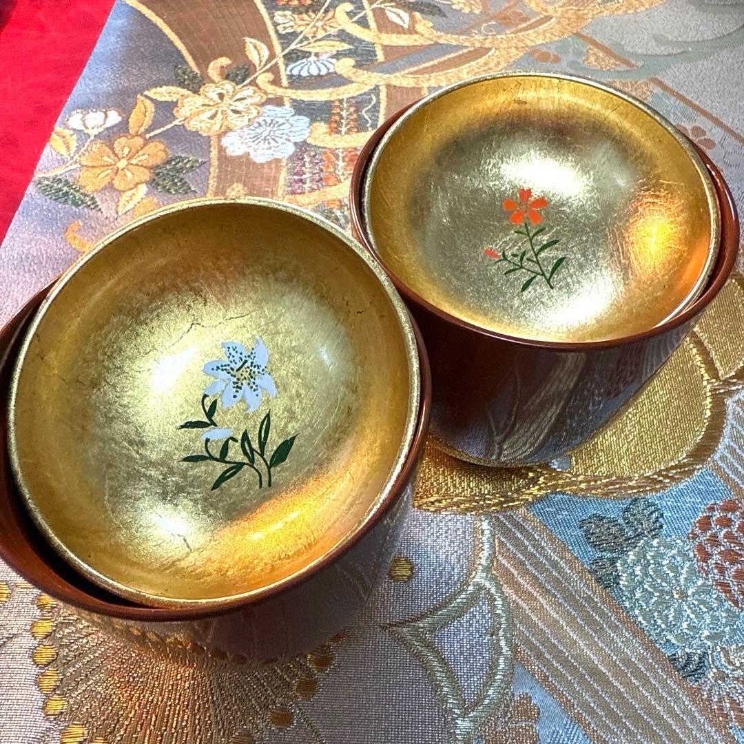 たち吉赤絵　角皿　金彩八角小鉢　古伊万里醍醐窯蓋付き　No.4-1