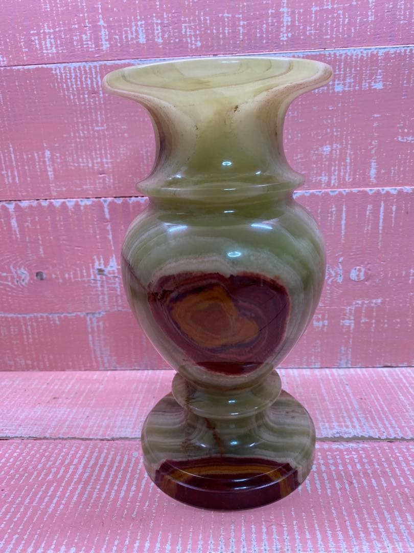 オニキス　フラワーベース　GENUINE ONYX　置物　ヴィンテージ