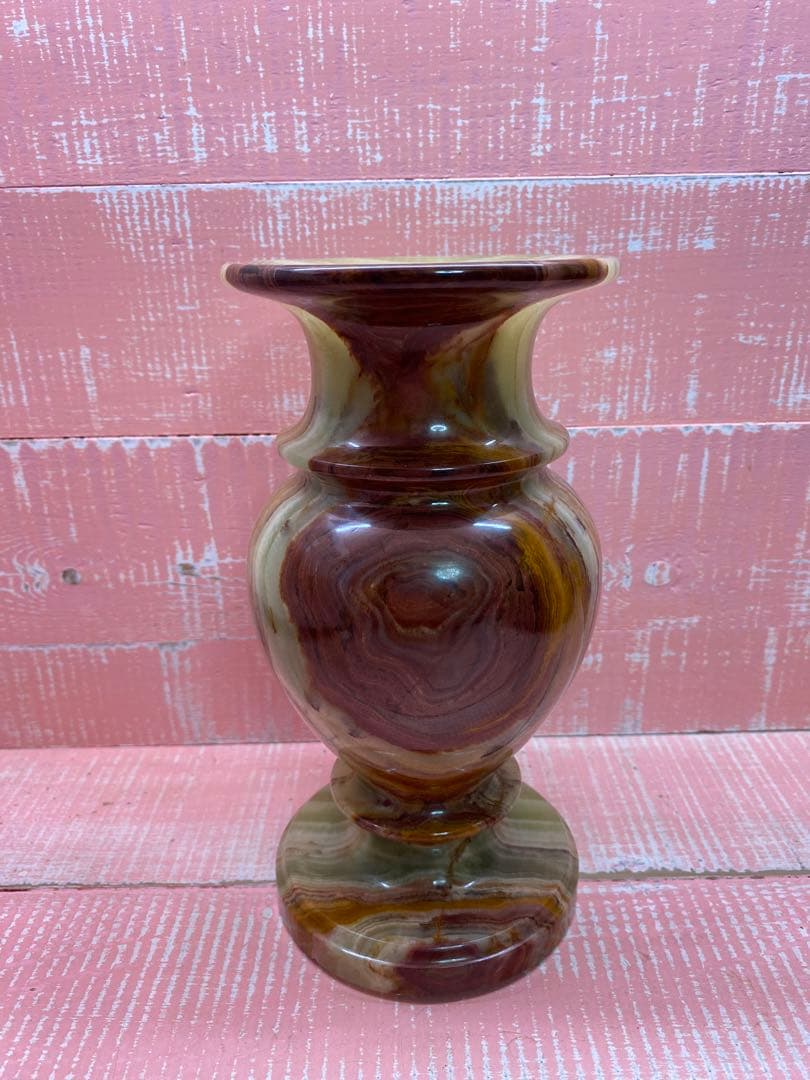 オニキス　フラワーベース　GENUINE ONYX　置物　ヴィンテージ