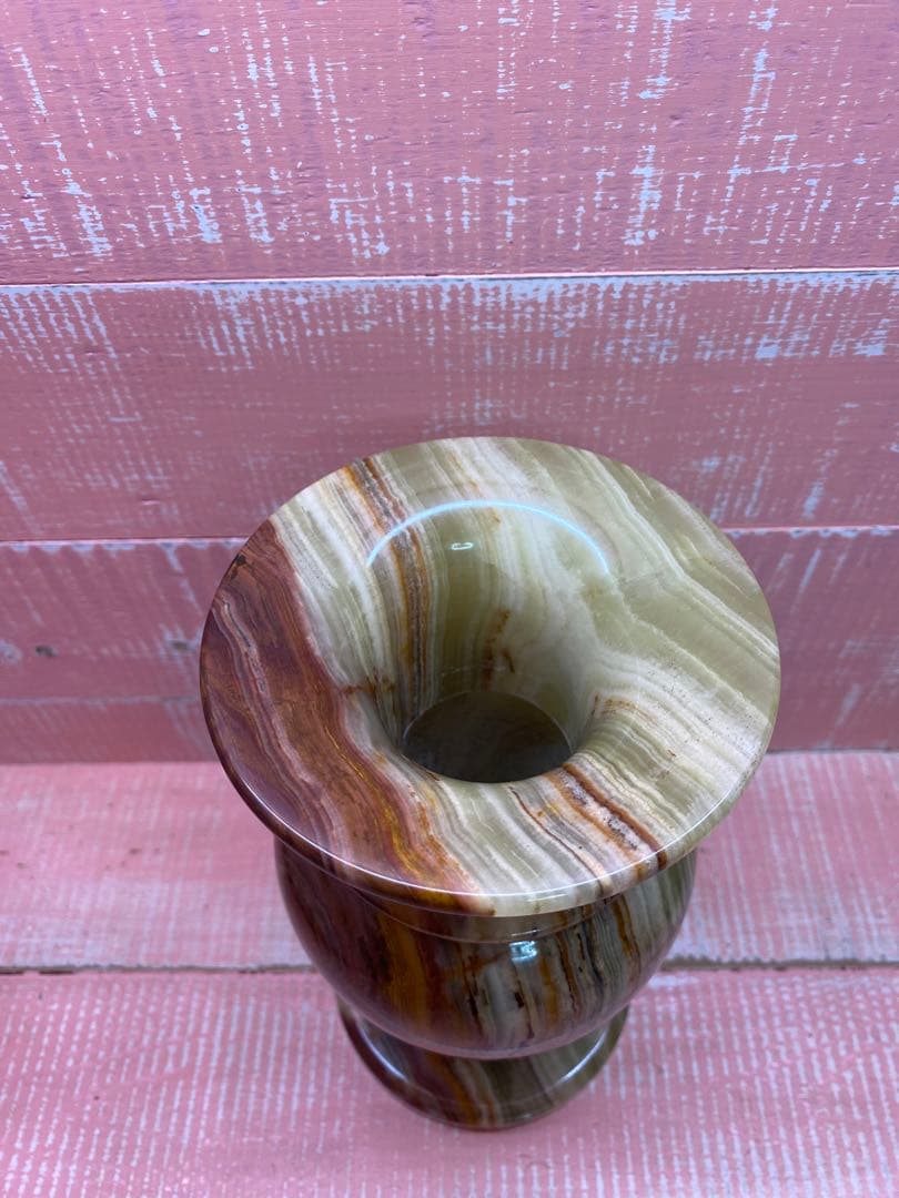 オニキス　フラワーベース　GENUINE ONYX　置物　ヴィンテージ