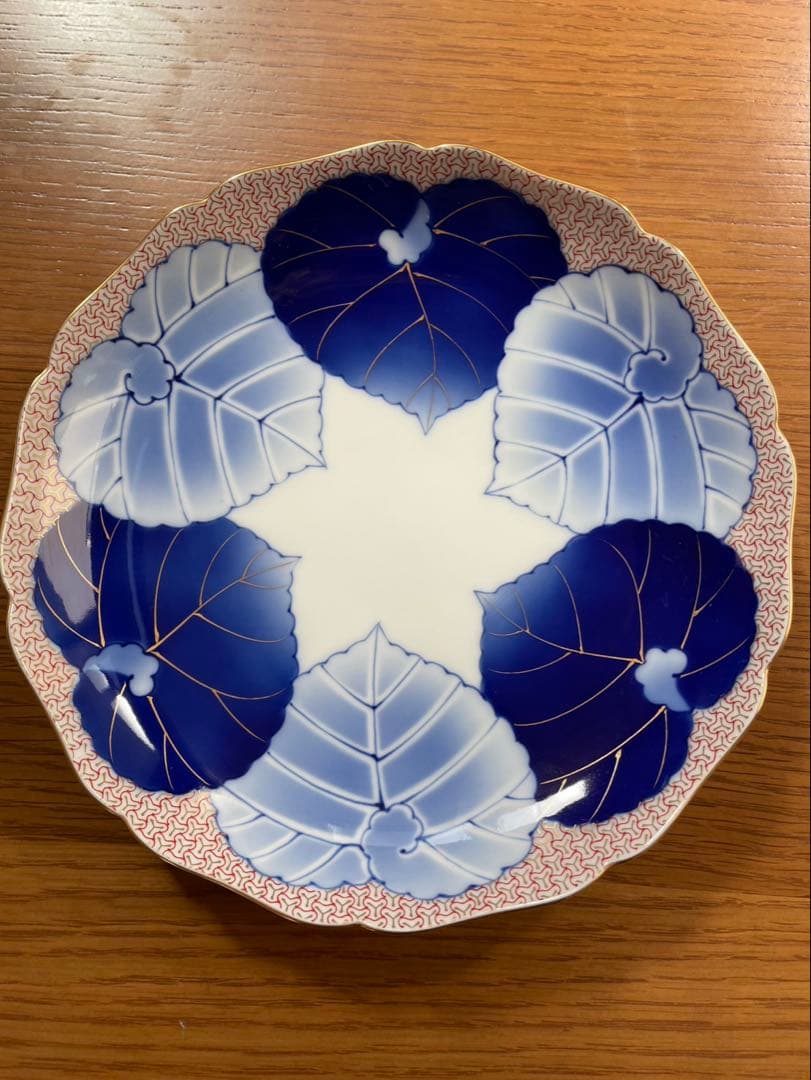 【香蘭社】愁海棠の中皿5枚セット　木箱入り