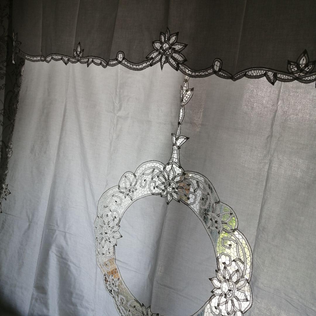 イギリスVintage　バテンレース　コットンカーテン　2枚組