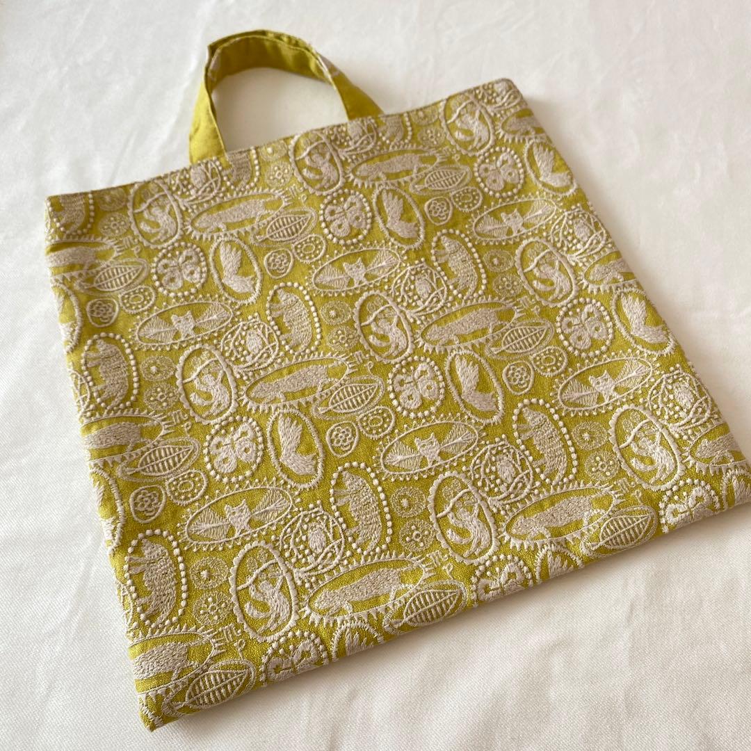 新作 完成品✨jungle relief でスクエアトートバッグ　ミナペルホネン