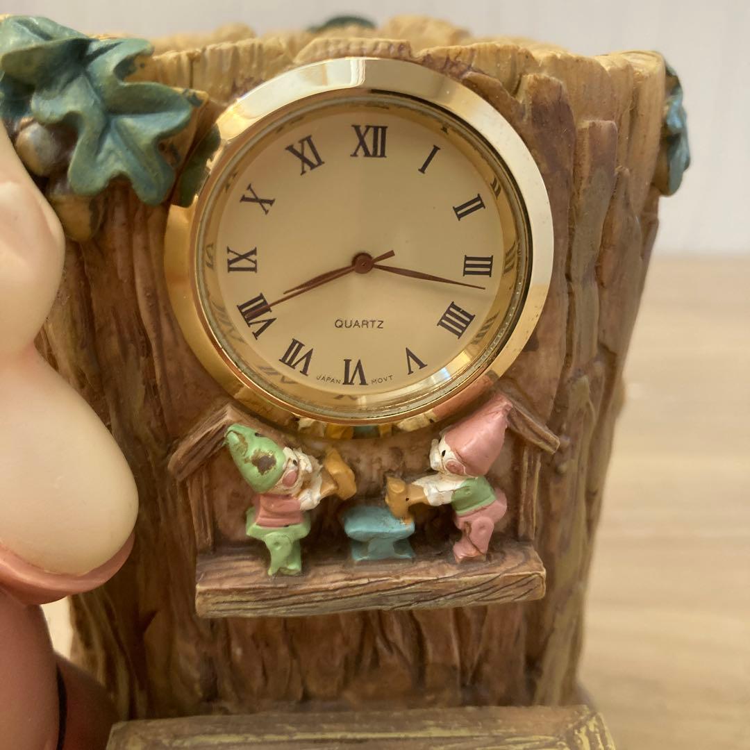 ディズニー　白雪姫小人(先生)時計付き小物入れ花瓶フィギュア