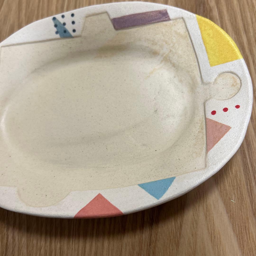 作家　陶芸作家　パズルみたいなオーバルリムプレート　カラフルなオーバル皿