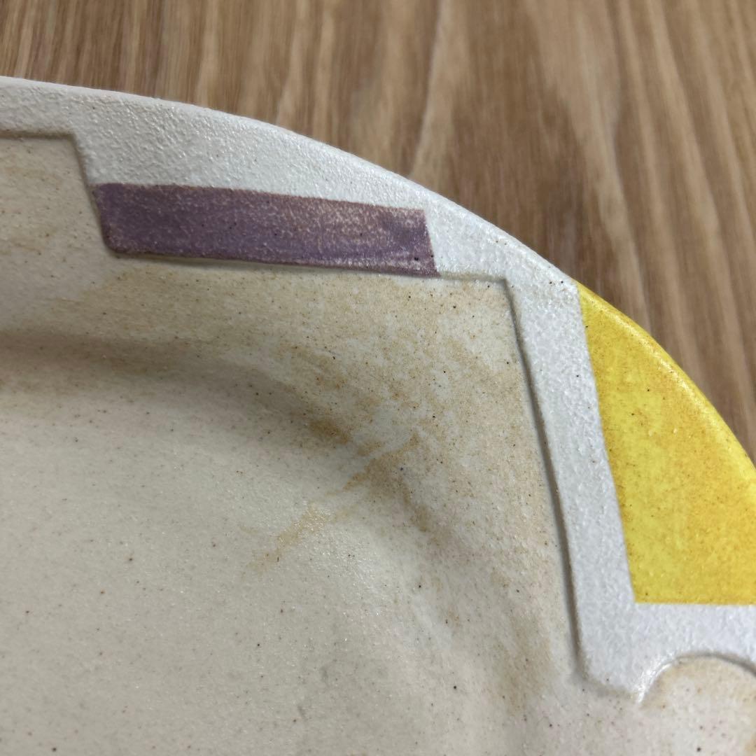 作家　陶芸作家　パズルみたいなオーバルリムプレート　カラフルなオーバル皿