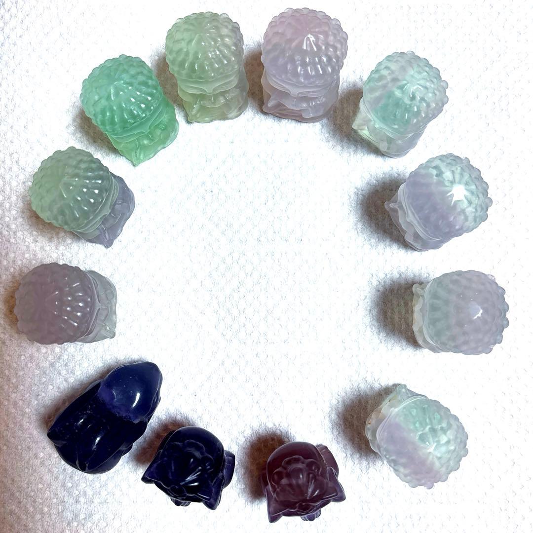 12個セット　イットリウム　フローライト大仏様　ペガサス　うさぎ　天然石　置物
