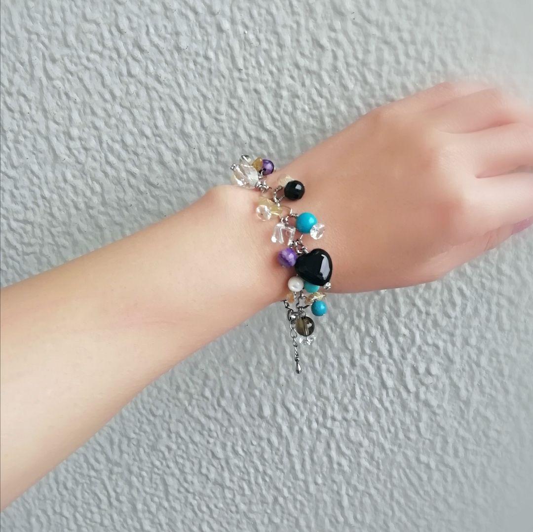 〚ターコイズ*ルチル*チャロアイト*オニキス*水晶*他〛豪華☆天然石ブレスレット