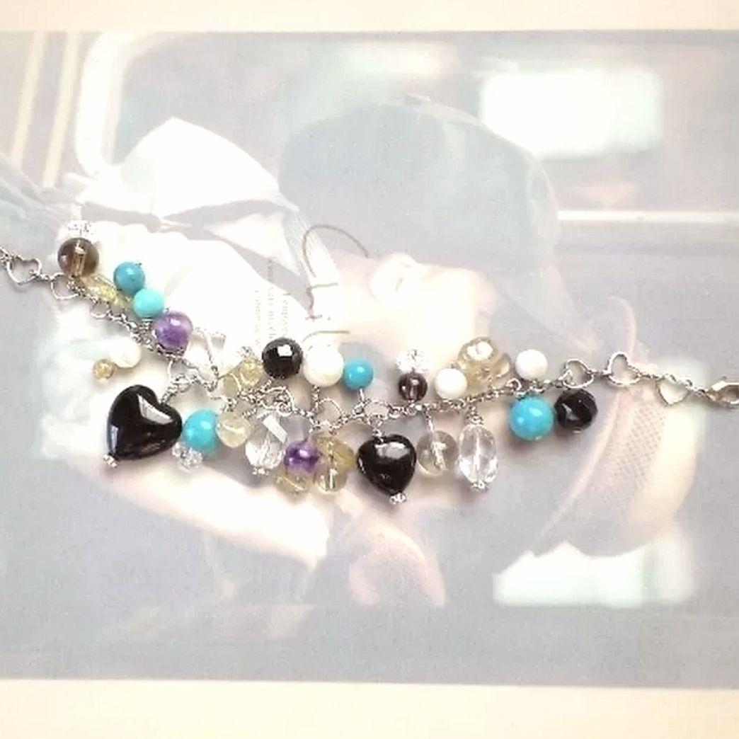 〚ターコイズ*ルチル*チャロアイト*オニキス*水晶*他〛豪華☆天然石ブレスレット