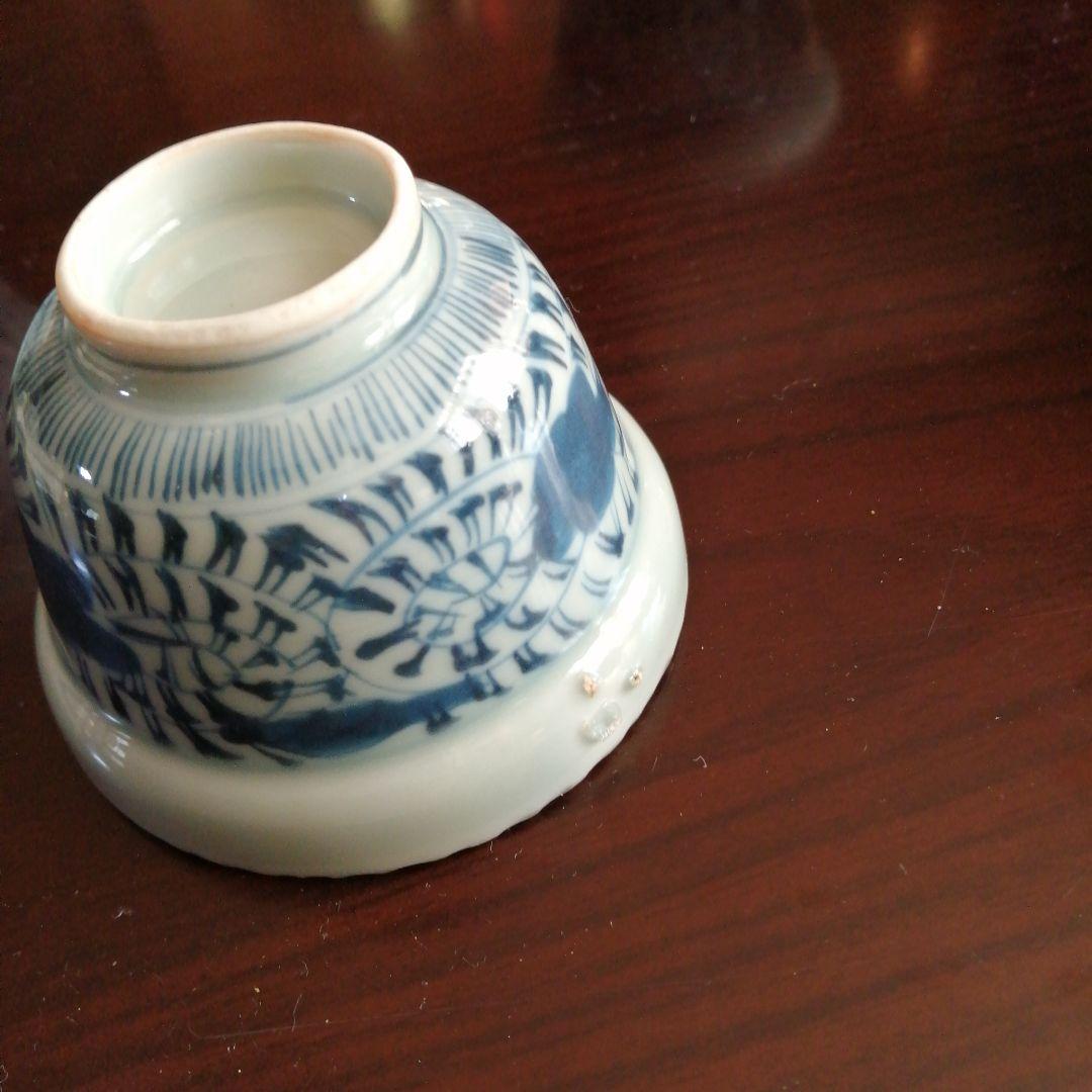 伊万里　染付唐草車輪縁向付　5客　8cm　幕末〜明治期